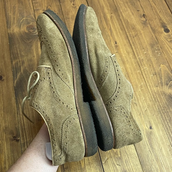 Peter Millar suede tan wingtip Oxford shoes gum soles Mens size 11 - Picture 5 of 10